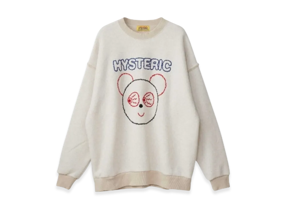 HYSTERIC GLAMOUR Red Eye Flash Embroidered Oversized Sweatshirt "White"