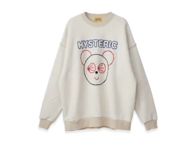 HYSTERIC GLAMOUR Red Eye Flash Embroidered Oversized Sweatshirt "White"