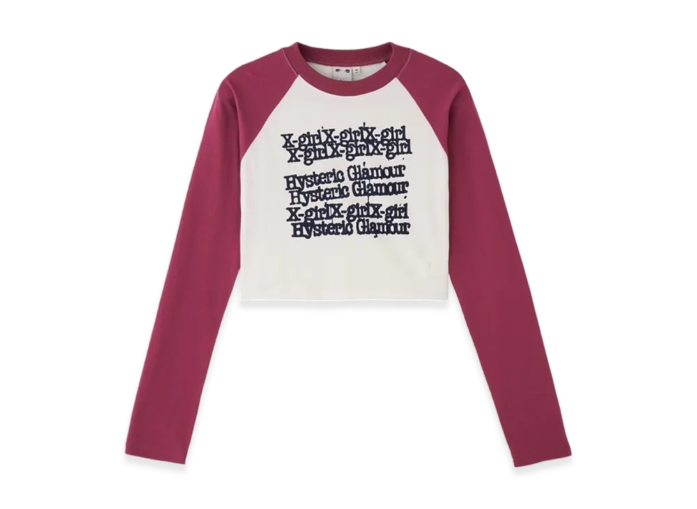 HYSTERIC GLAMOUR x X-Girl L/S Raglan Compact Top "Pink"
