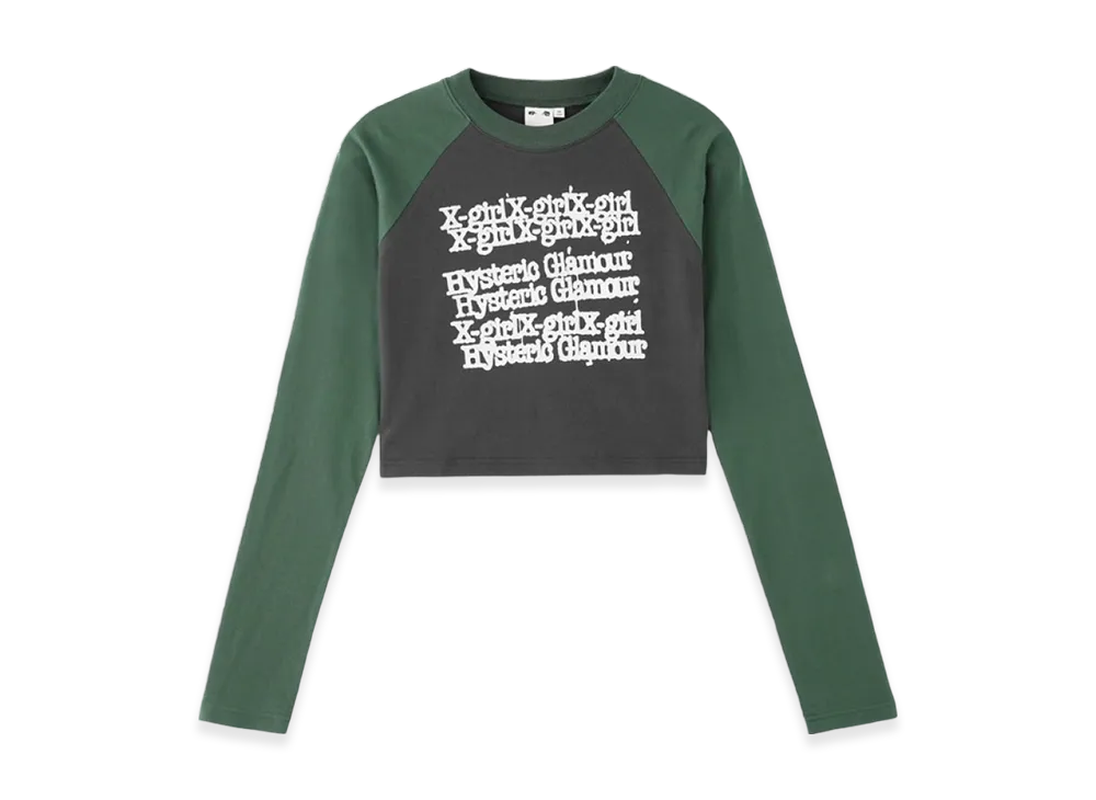 HYSTERIC GLAMOUR x X-Girl L/S Raglan Compact Top "Green"