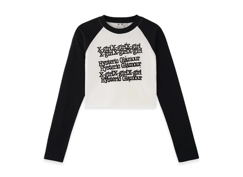 HYSTERIC GLAMOUR x X-Girl L/S Raglan Compact Top "Black"