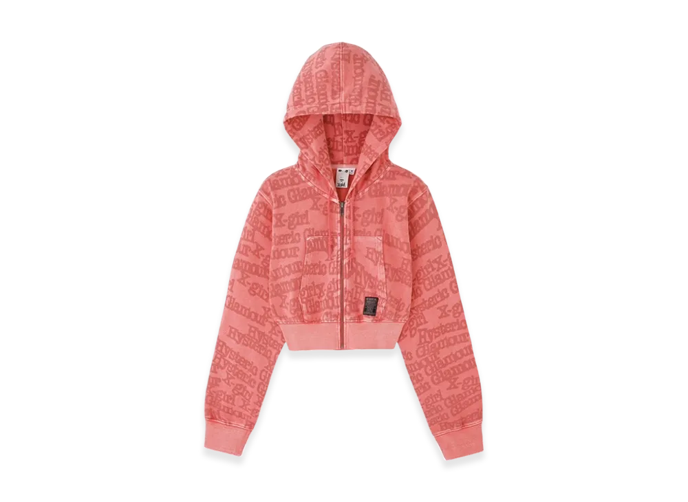 HYSTERIC GLAMOUR x X-Girl Compact Zip Up Sweat Hoodie "Pink"