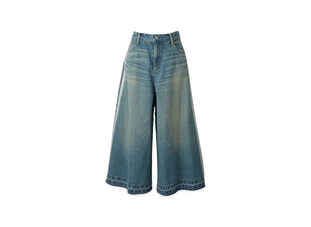 HYSTERIC GLAMOUR Silver Side Line 8/10th Length Wide Denim Pants "Light Indigo Blue"