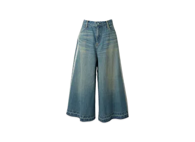 HYSTERIC GLAMOUR Silver Side Line 8/10th Length Wide Denim Pants "Light Indigo Blue"