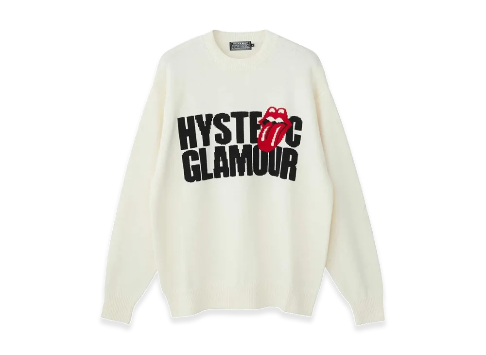 HYSTERIC GLAMOUR x The Rolling Stones Hysteric Logo & Tongue Knit Sweater "White"