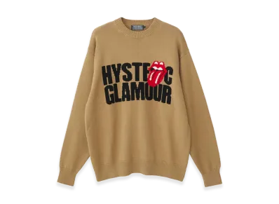 HYSTERIC GLAMOUR x The Rolling Stones Hysteric Logo & Tongue Knit Sweater "Beige"