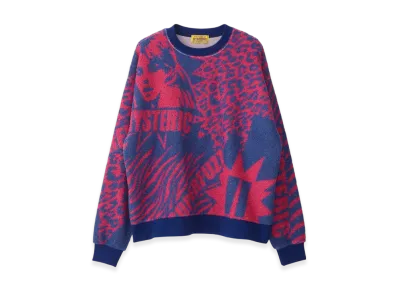 HYSTERIC GLAMOUR New Wave Jacquard Oversized Sweatshirt "Navy"