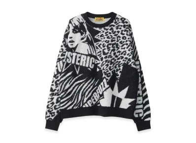 HYSTERIC GLAMOUR New Wave Jacquard Oversized Sweatshirt "Black"