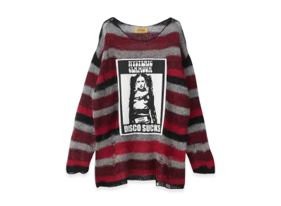 HYSTERIC GLAMOUR Disco Sucks Crash Oversized Sweater "Red"