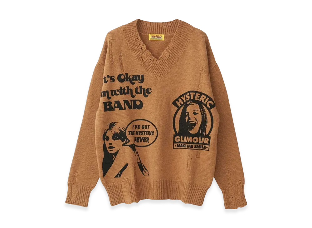 HYSTERIC GLAMOUR Hysteric Fever Crash Oversized Sweater "Beige"