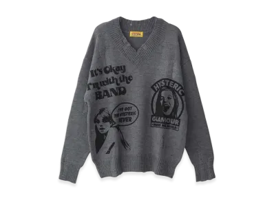 HYSTERIC GLAMOUR Hysteric Fever Crash Oversized Sweater "Top Gray"