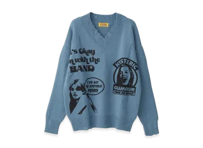 HYSTERIC GLAMOUR Hysteric Fever Crash Oversized Sweater "Blue"