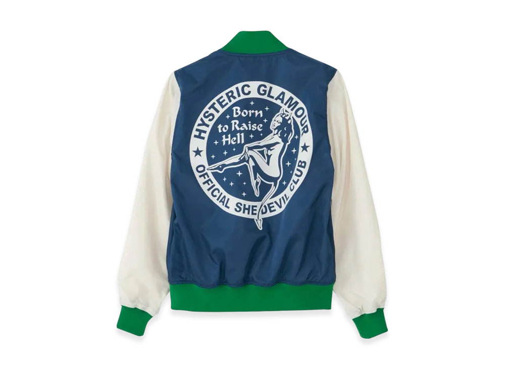 HYSTERIC GLAMOUR Born to Raise Hell Stadium Jacket "Navy"