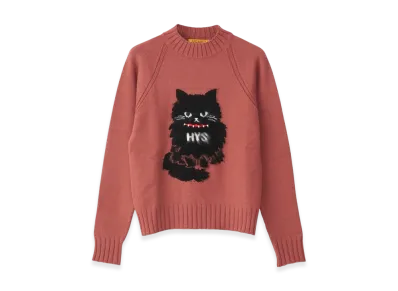 HYSTERIC GLAMOUR Black Cat Jacquard Sweater "Pink"