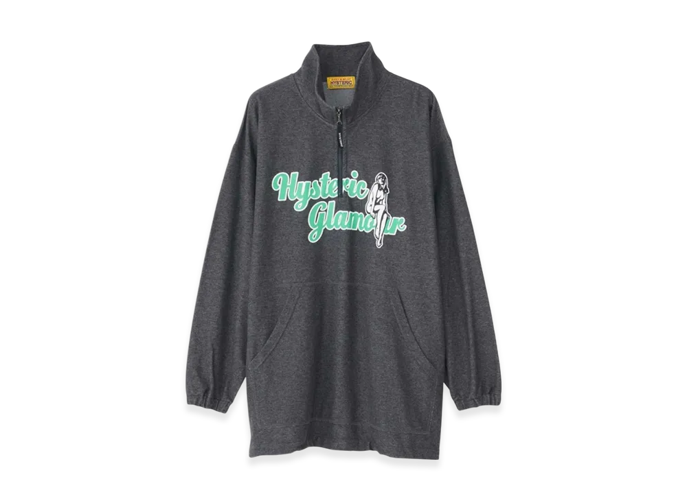 HYSTERIC GLAMOUR Varsity Script Oversized Pullover "Charcoal Gray"