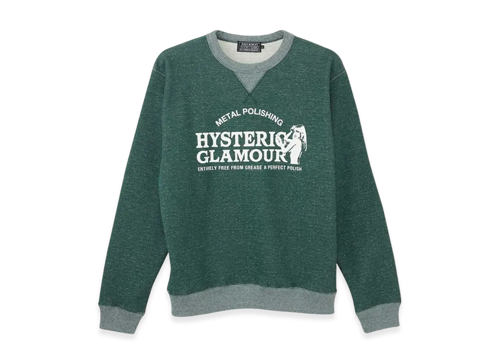 HYSTERIC GLAMOUR Metal Polish Sweatshirt "Green"