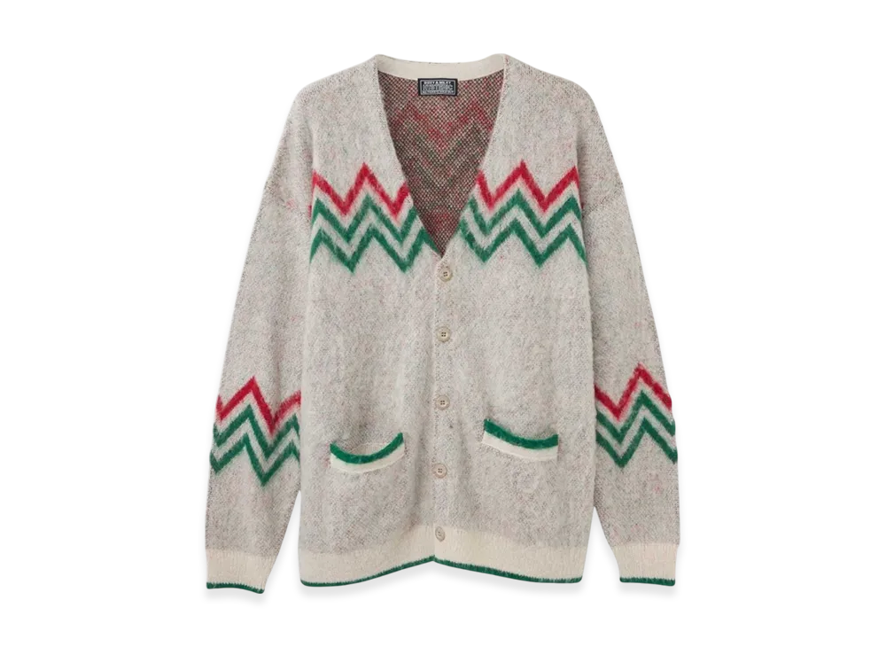 HYSTERIC GLAMOUR Speak No Evil Jacquard Cardigan "White"