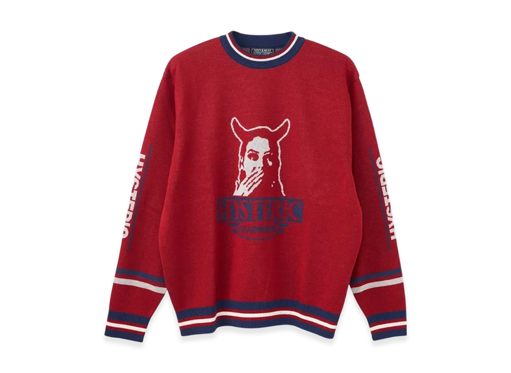 HYSTERIC GLAMOUR Speak No Evil Jacquard Sweater "Red"