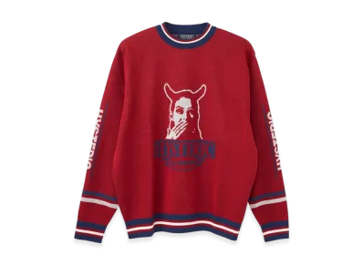 HYSTERIC GLAMOUR Speak No Evil Jacquard Sweater "Red"