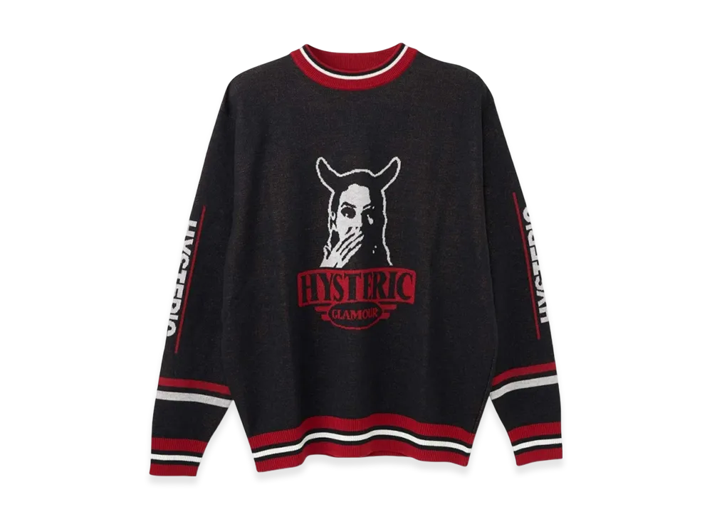 HYSTERIC GLAMOUR Speak No Evil Jacquard Sweater "Black"