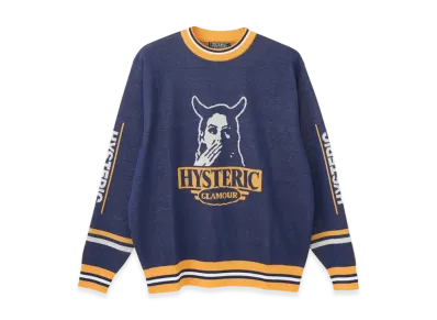 HYSTERIC GLAMOUR Speak No Evil Jacquard Sweater "Navy"