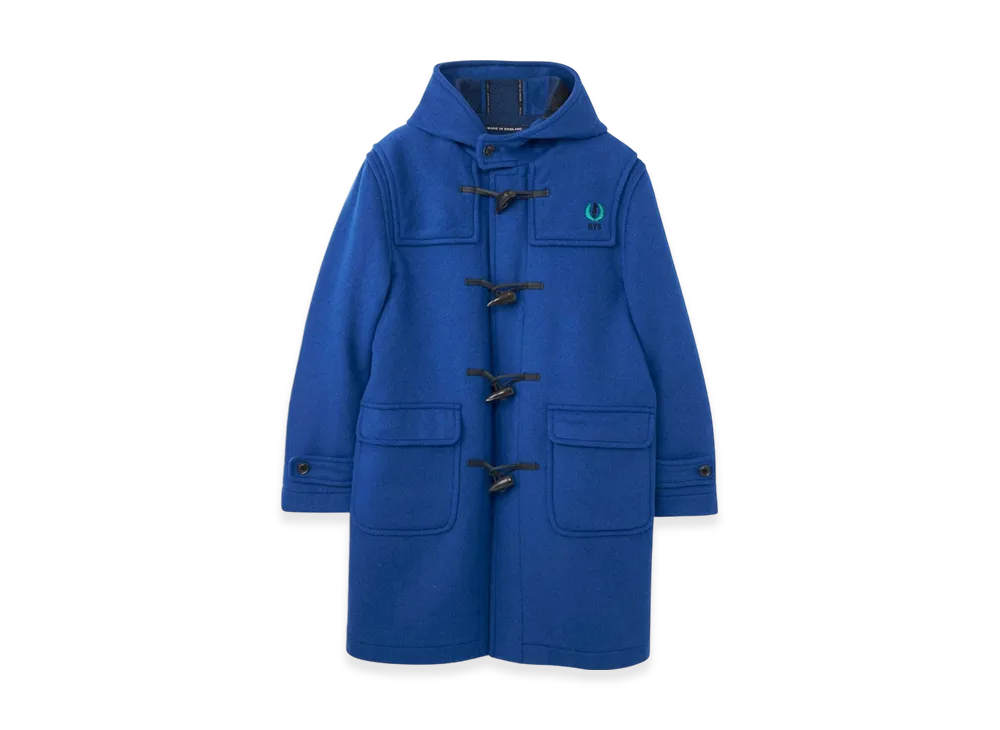 HYSTERIC GLAMOUR x London Tradition HYS Leaf Embroidered Duffel Coat "Blue"