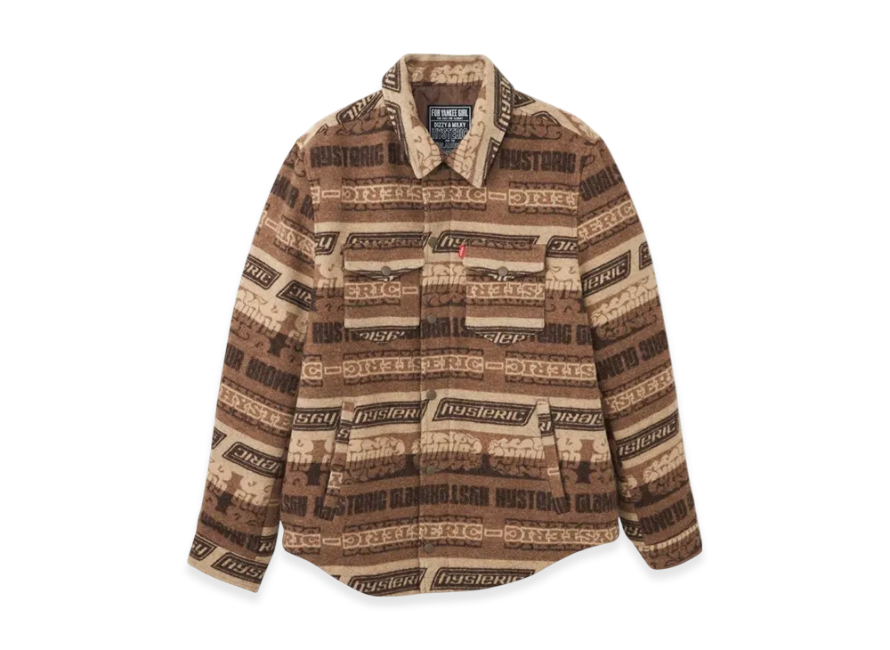 HYSTERIC GLAMOUR Hysteric Stripe Pattern Jacquard CPO Jacket "Brown/Multicolor"