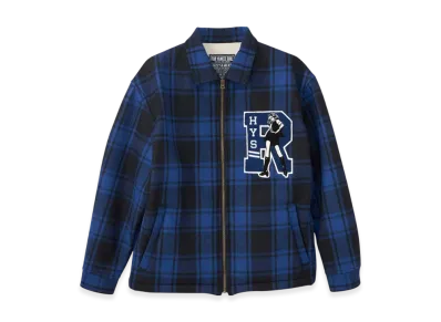 HYSTERIC GLAMOUR HYS Rock Emblem Lining Boa Jacket "Blue/Multicolor"