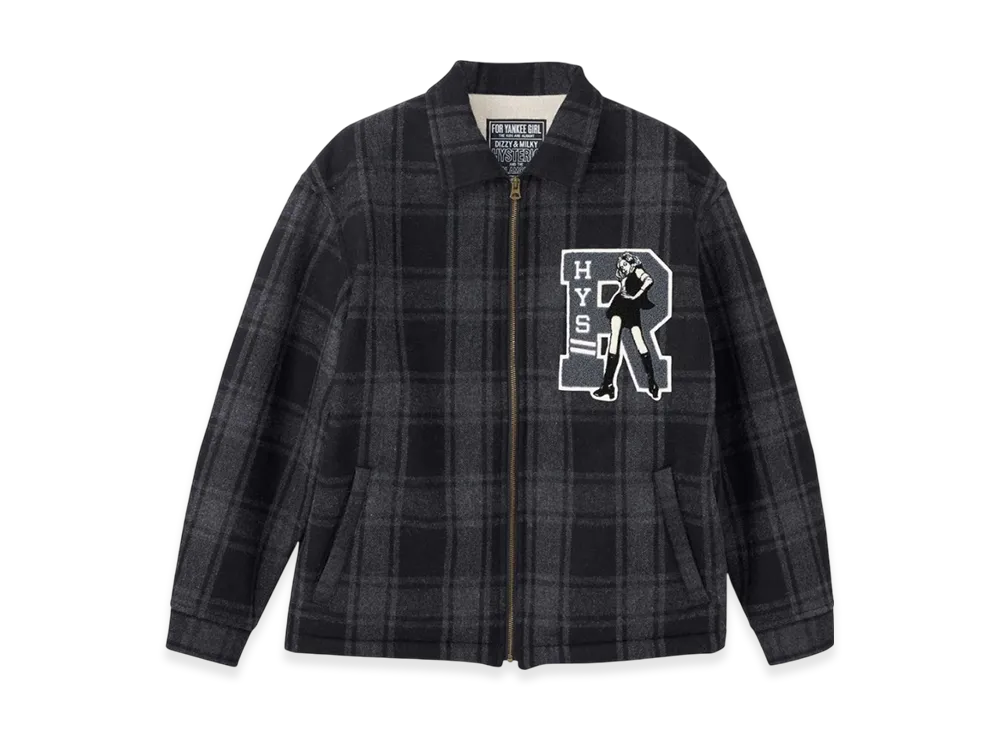 HYSTERIC GLAMOUR HYS Rock Emblem Lining Boa Jacket "Black/Multicolor"