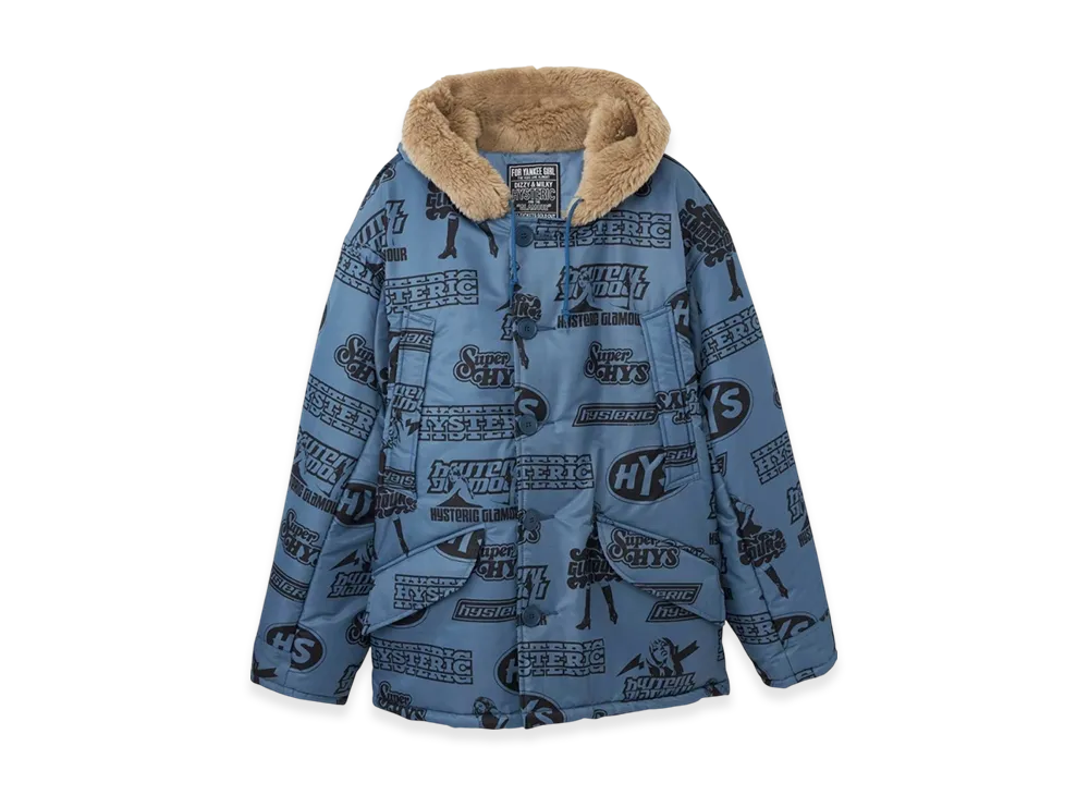 HYSTERIC GLAMOUR Multi Hysteric B-9 Coat "Blue/Multicolor"