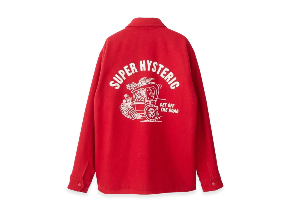 HYSTERIC GLAMOUR SBM Hotrod Embroidery Coach Jacket "Red"