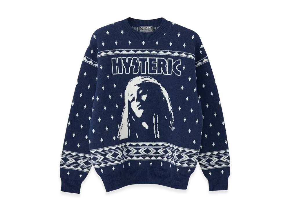 HYSTERIC GLAMOUR HYS Nordic Jacquard Sweater "Navy"