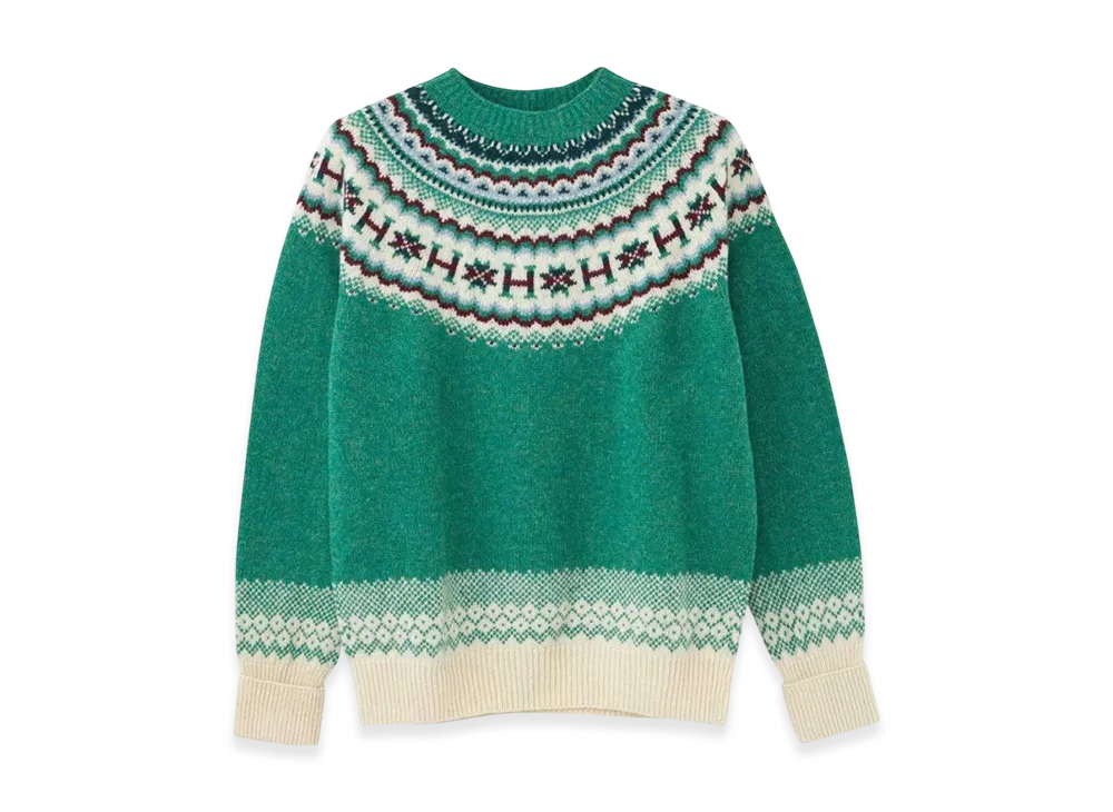 HYSTERIC GLAMOUR x Harley of Scotland H Jacquard Nordic Sweater "Green"