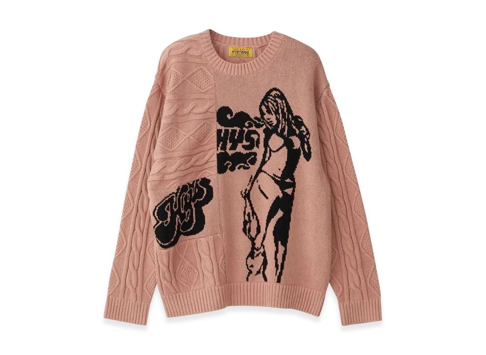 HYSTERIC GLAMOUR Hysteric Times Jacquard Oversized Sweater "Pink"