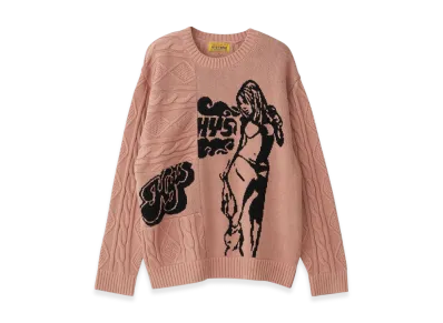 HYSTERIC GLAMOUR Hysteric Times Jacquard Oversized Sweater "Pink"