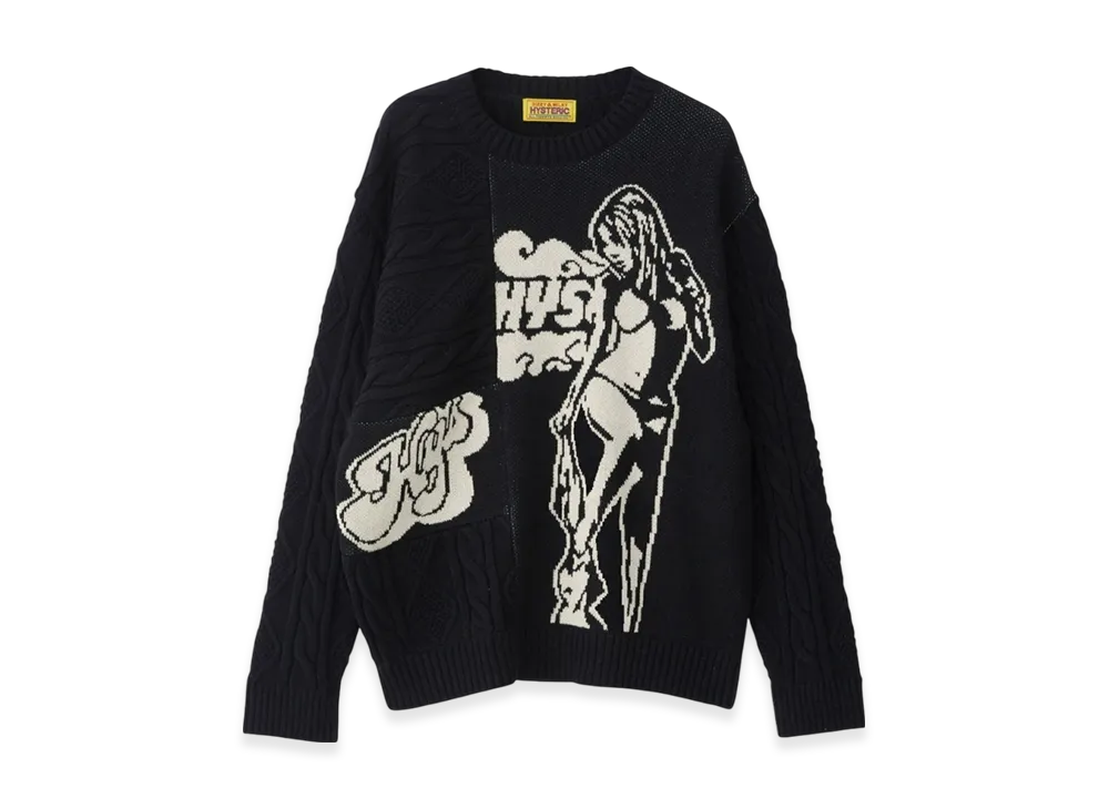 HYSTERIC GLAMOUR Hysteric Times Jacquard Oversized Sweater "Black"