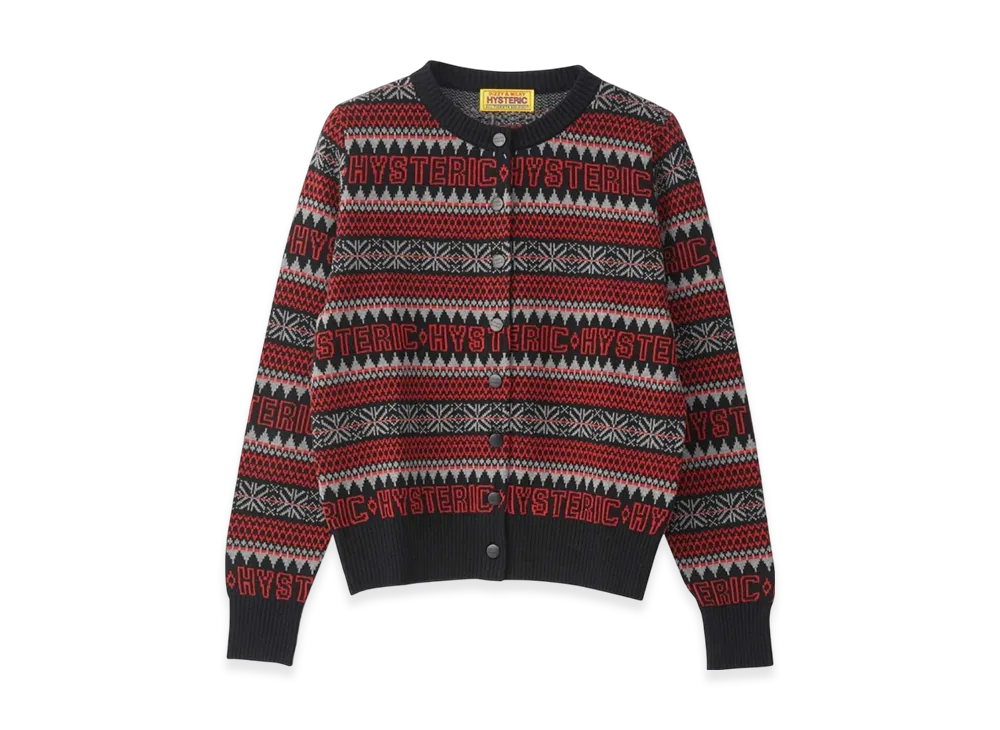 HYSTERIC GLAMOUR Hysteric Nordic Jacquard Cardigan "Black/Multicolor"