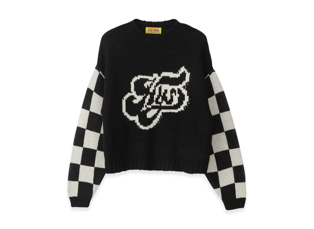 HYSTERIC GLAMOUR Swash Logo Jacquard Short Sweater "Black"