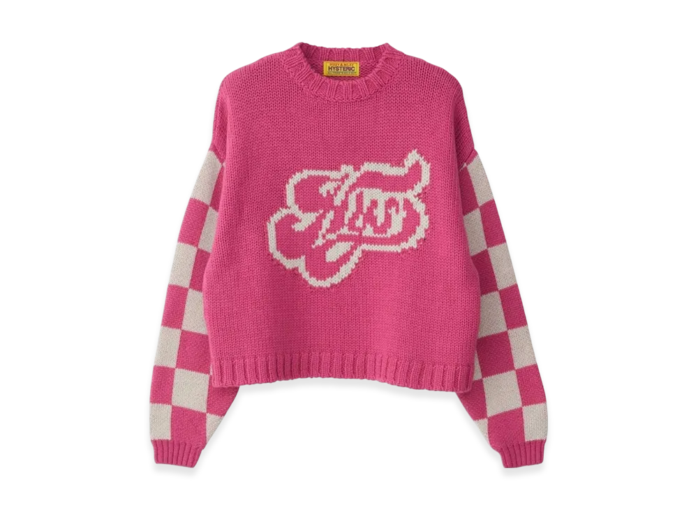 HYSTERIC GLAMOUR Swash Logo Jacquard Short Sweater "Pink"