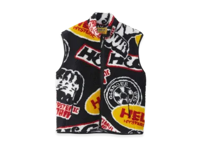 HYSTERIC GLAMOUR Road Runners Pattern Jacquard Boa Vest "Black/Multicolor"