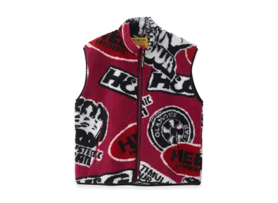 HYSTERIC GLAMOUR Road Runners Pattern Jacquard Boa Vest "Pink/Multicolor"