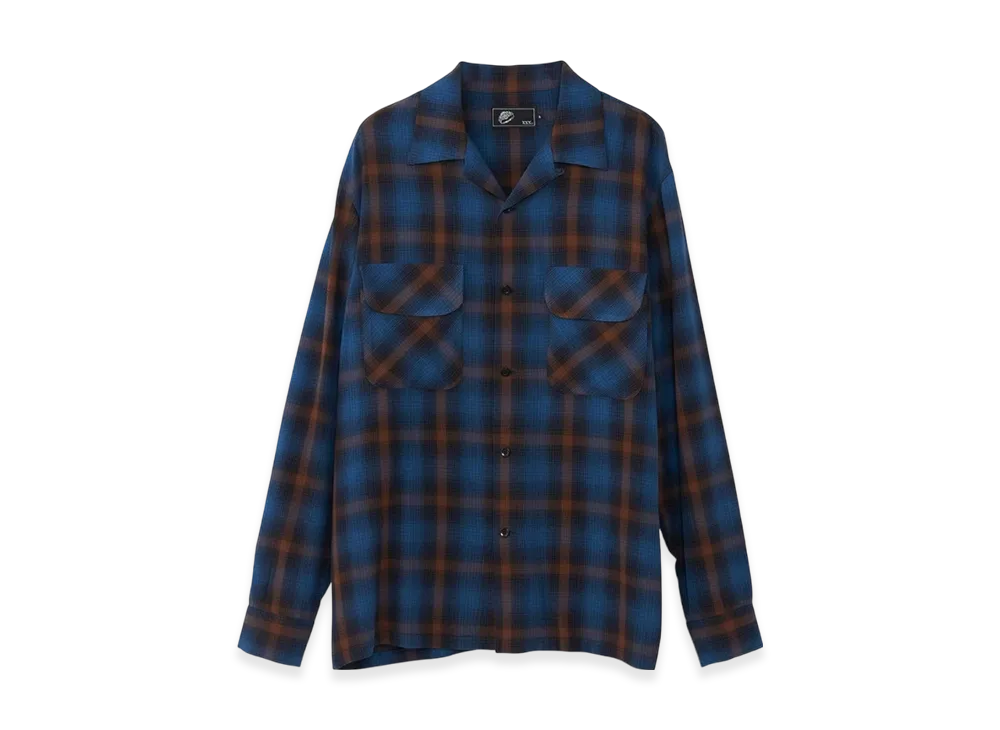 HYSTERIC GLAMOUR I'll Be Waiting Embroidery Open Collar Shirt "Blue/Multicolor"