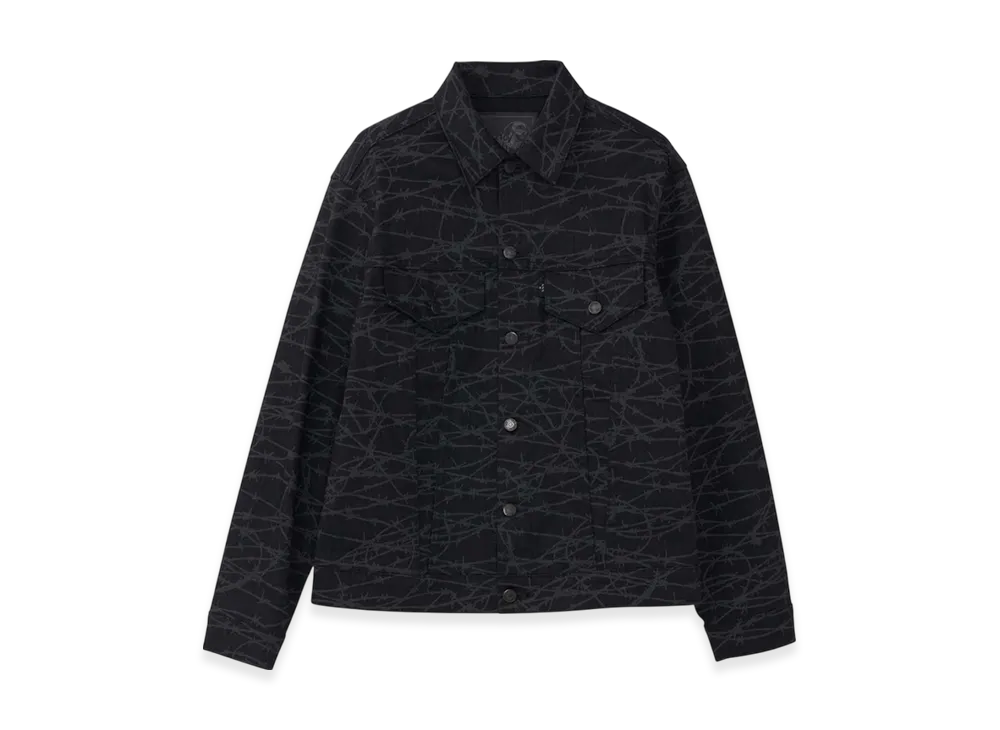 HYSTERIC GLAMOUR Barbed Wire Pattern Denim Jacket "Black/Multicolor"