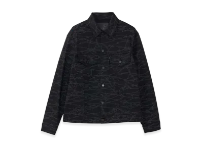 HYSTERIC GLAMOUR Barbed Wire Pattern Denim Jacket "Black/Multicolor"