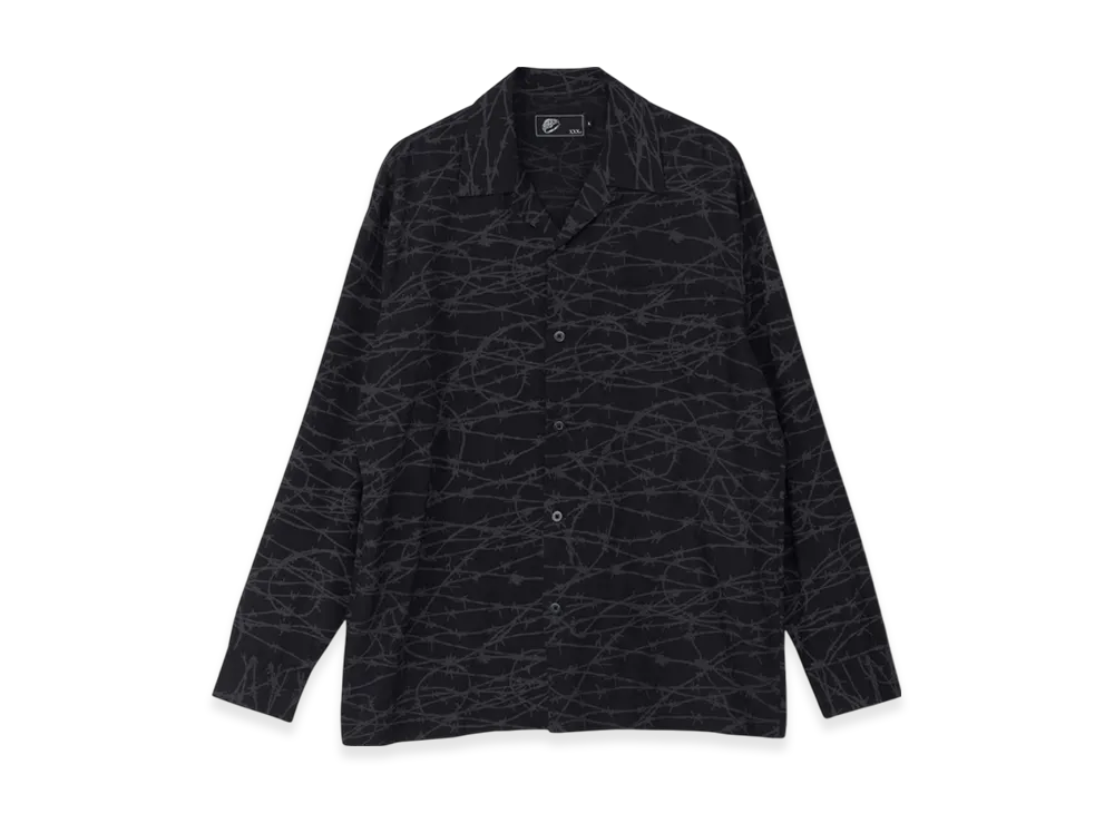 HYSTERIC GLAMOUR Barbed Wire Pattern Open Collar Shirt "Black/Multicolor"