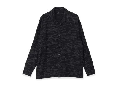 HYSTERIC GLAMOUR Barbed Wire Pattern Open Collar Shirt "Black/Multicolor"