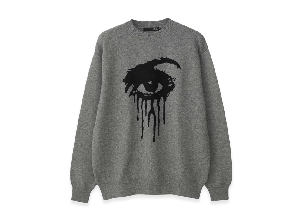 HYSTERIC GLAMOUR Screaming Eye Jacquard Sweater "Top Gray"