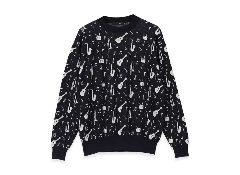 HYSTERIC GLAMOUR Sound Vibration Jacquard Sweater "Black/Multicolor"
