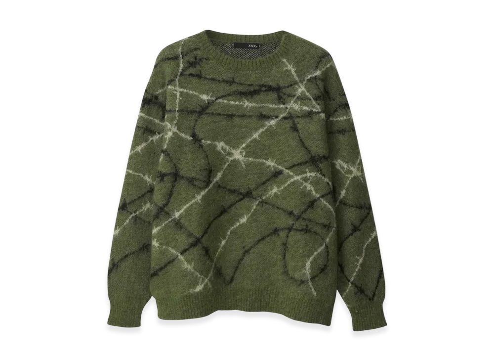 HYSTERIC GLAMOUR Barbed Wire Jacquard Sweater "Khaki System"