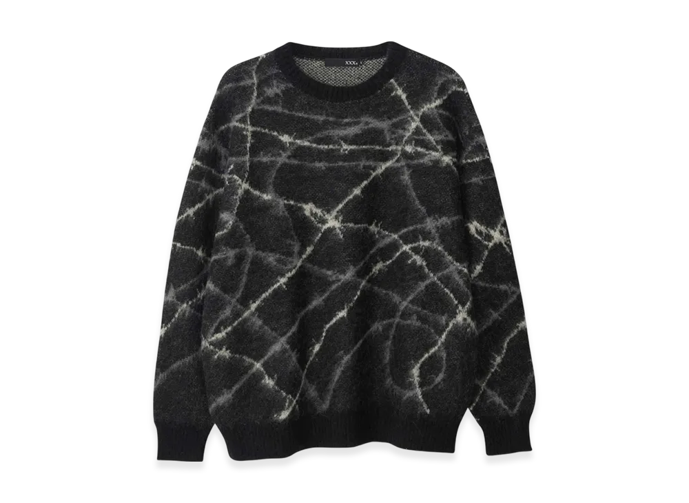 HYSTERIC GLAMOUR Barbed Wire Jacquard Sweater "Black/Multicolor"